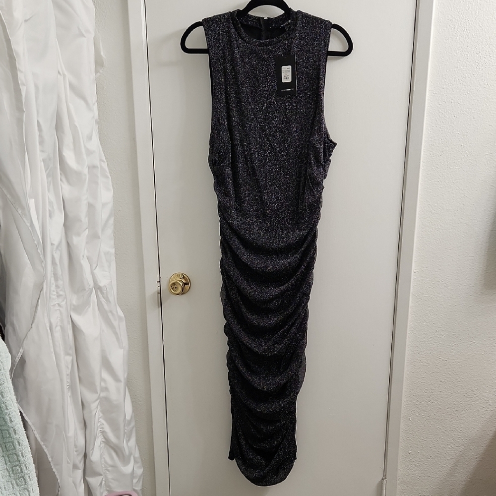 Fashion Nova Glittering Black Midi Dress